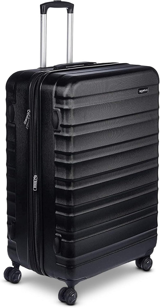 Basics 21" Hardside Carry-On Luggage, Hardshell Suitcase With Wheels, Expandable For Up to 25% More Space, With Scratch-Resistant Surface, Four Multi-directional Wheels, Black