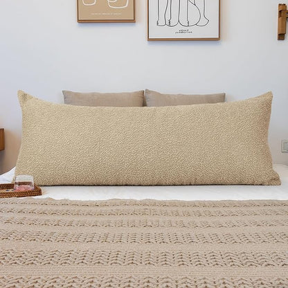 20x54 inch Neutral Boucle Body Pillow Cover, Camel Long Pillow Cover Cozy Soft Cushion Case for Couch Sofa Bed Living Room Home Decor, Pack of 1 (Cover Only)
