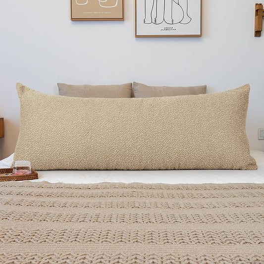 20x54 inch Neutral Boucle Body Pillow Cover, Camel Long Pillow Cover Cozy Soft Cushion Case for Couch Sofa Bed Living Room Home Decor, Pack of 1 (Cover Only)