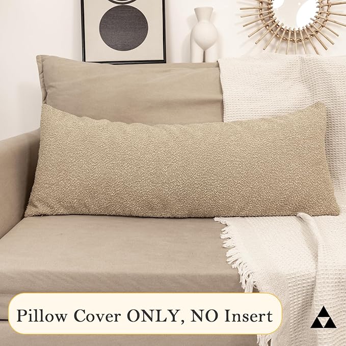 20x54 inch Neutral Boucle Body Pillow Cover, Camel Long Pillow Cover Cozy Soft Cushion Case for Couch Sofa Bed Living Room Home Decor, Pack of 1 (Cover Only)